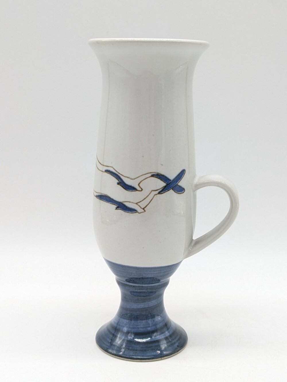 Vintage Japanese Otagiri Grey Seagul Stoneware Ceramic Irish Coffee Pedestal Mug